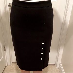 Elegant Ann Taylor Black Pencil Midi Skirt
